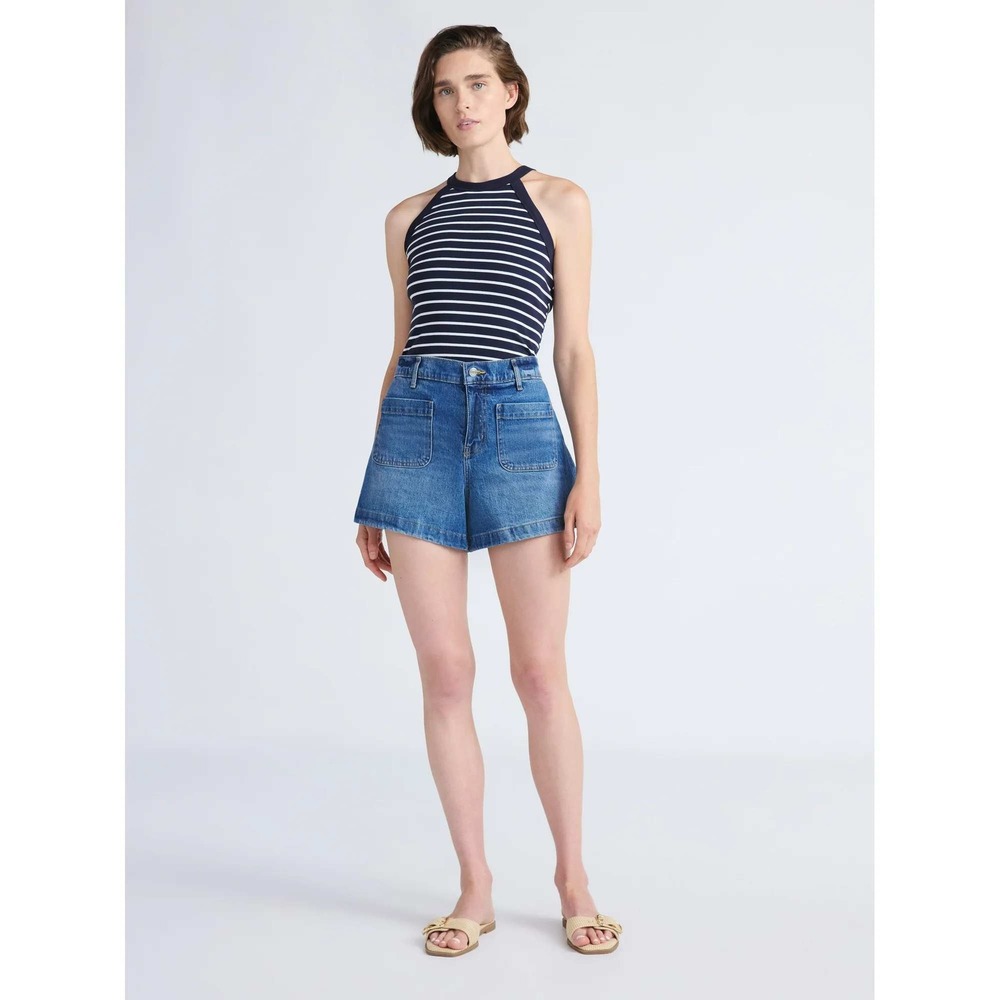 Free Assembly Viral Women's Patch Pocket Denim Shorts, 4"‎ Inseam
